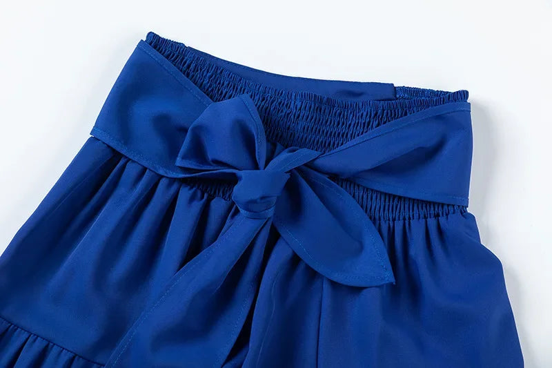 Wide Leg High waist Pants with Solid Micro Flare
