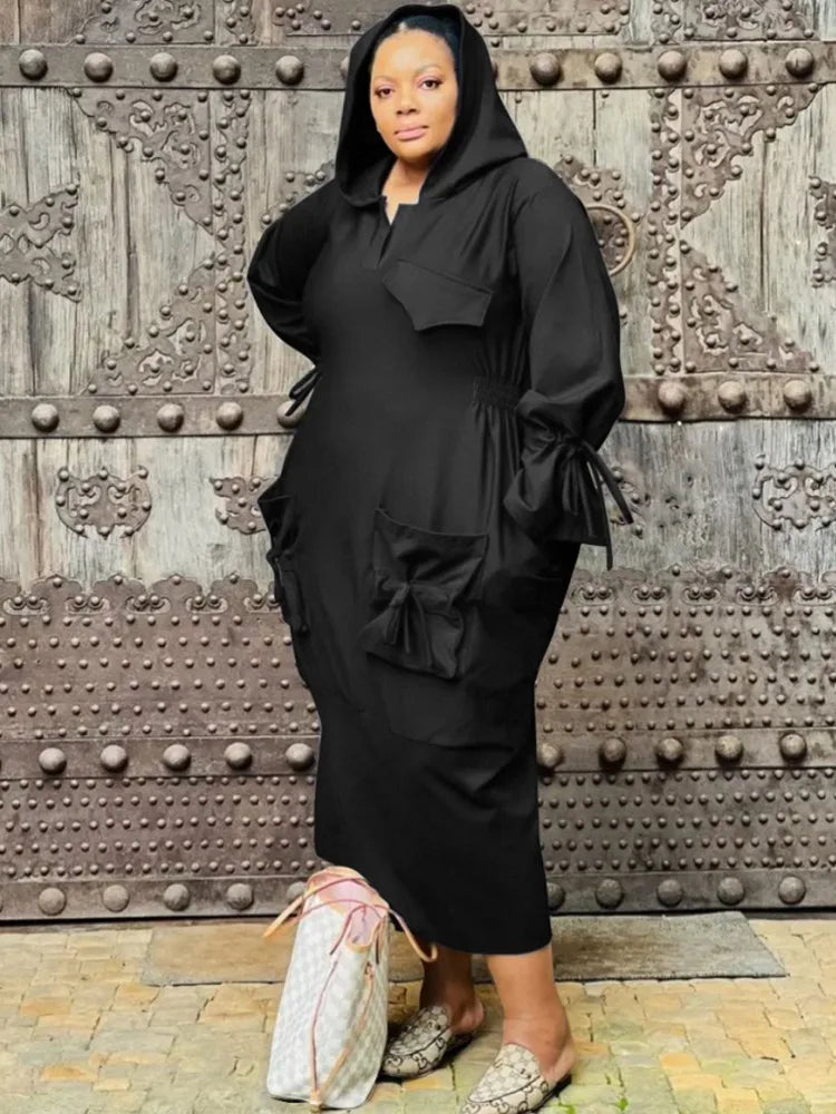 Plus Size Hooded Maxi Dress