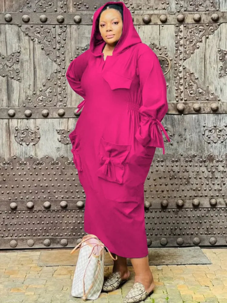 Plus Size Hooded Maxi Dress