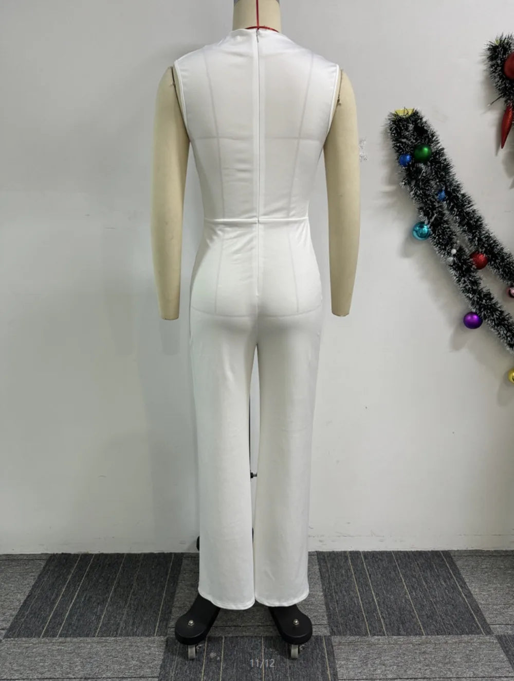 Wide Leg Pants Jumpsuits Sleeveless Round Neck