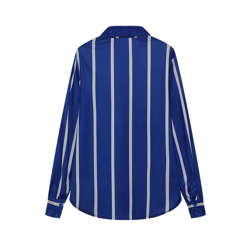 Printed Striped Shirt & Loose Straight Trousers
