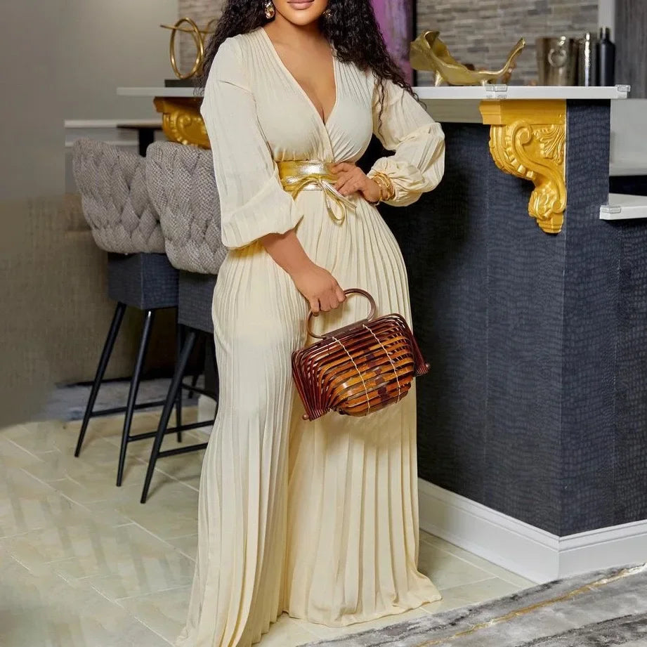 Elegant Pleated Jumpsuits & Rompers Full Sleeve
