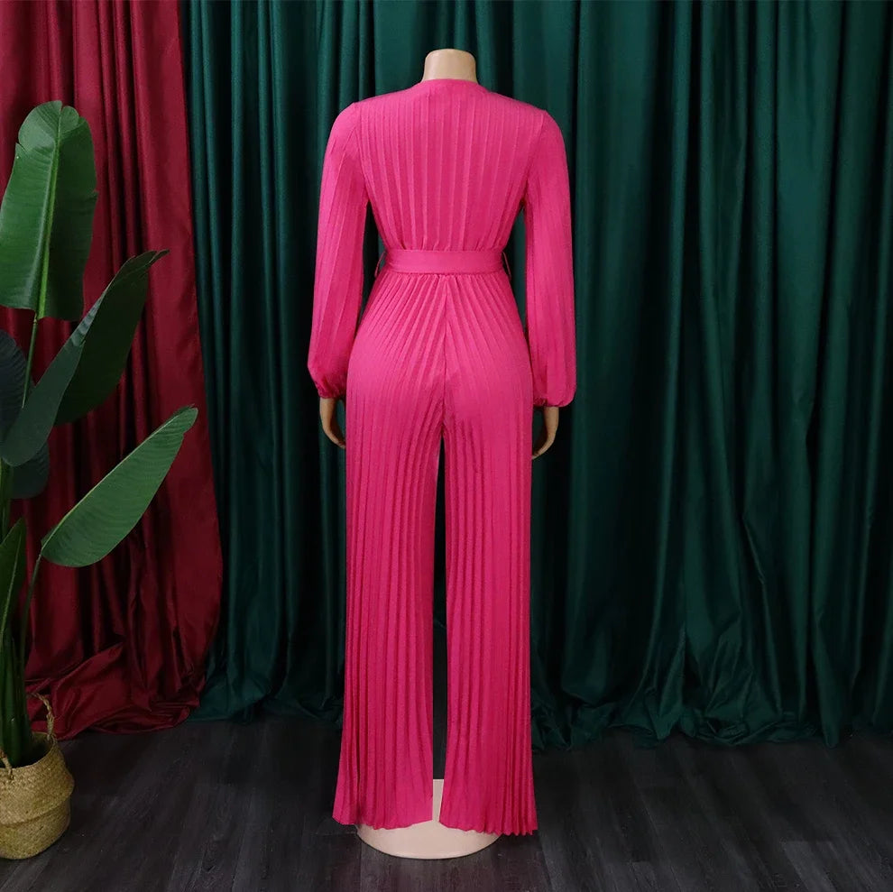 Elegant Pleated Jumpsuits & Rompers Full Sleeve