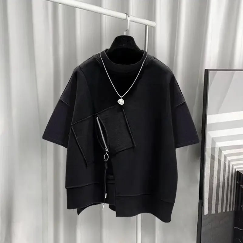Versatile Zipper Preppy Loose T-shirt & Sweat pants