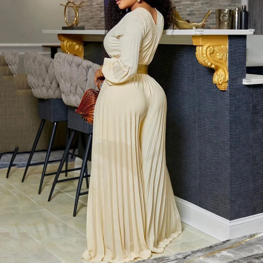 Elegant Pleated Jumpsuits & Rompers Full Sleeve