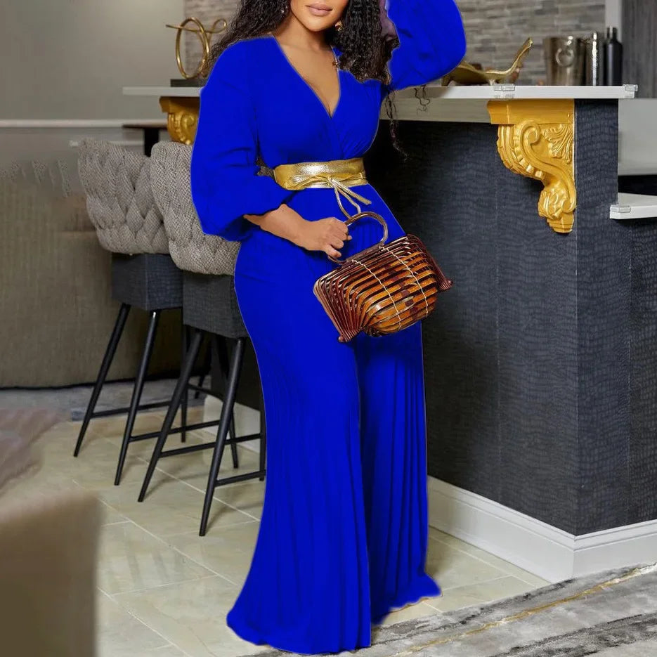 Elegant Pleated Jumpsuits & Rompers Full Sleeve