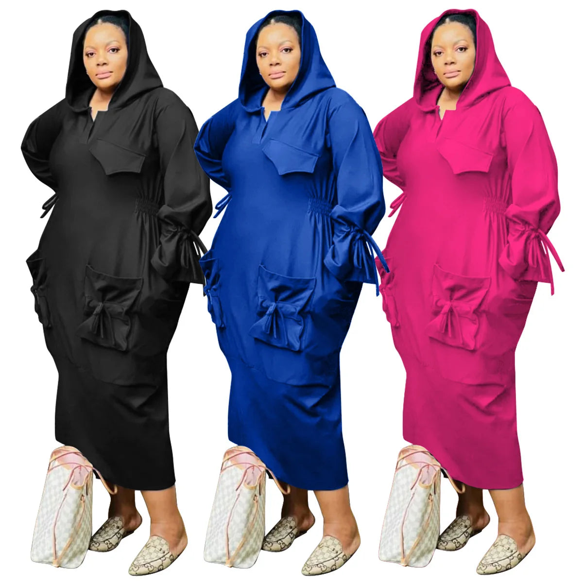 Plus Size Hooded Maxi Dress