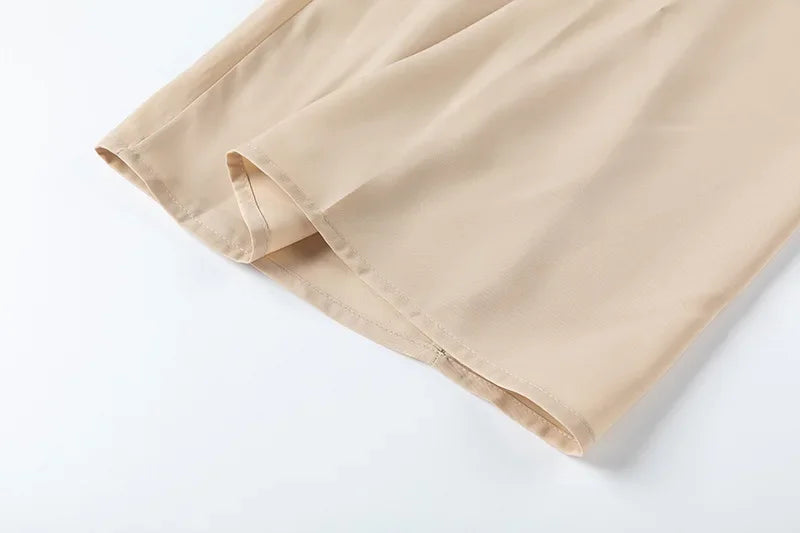 Wide Leg High waist Pants with Solid Micro Flare