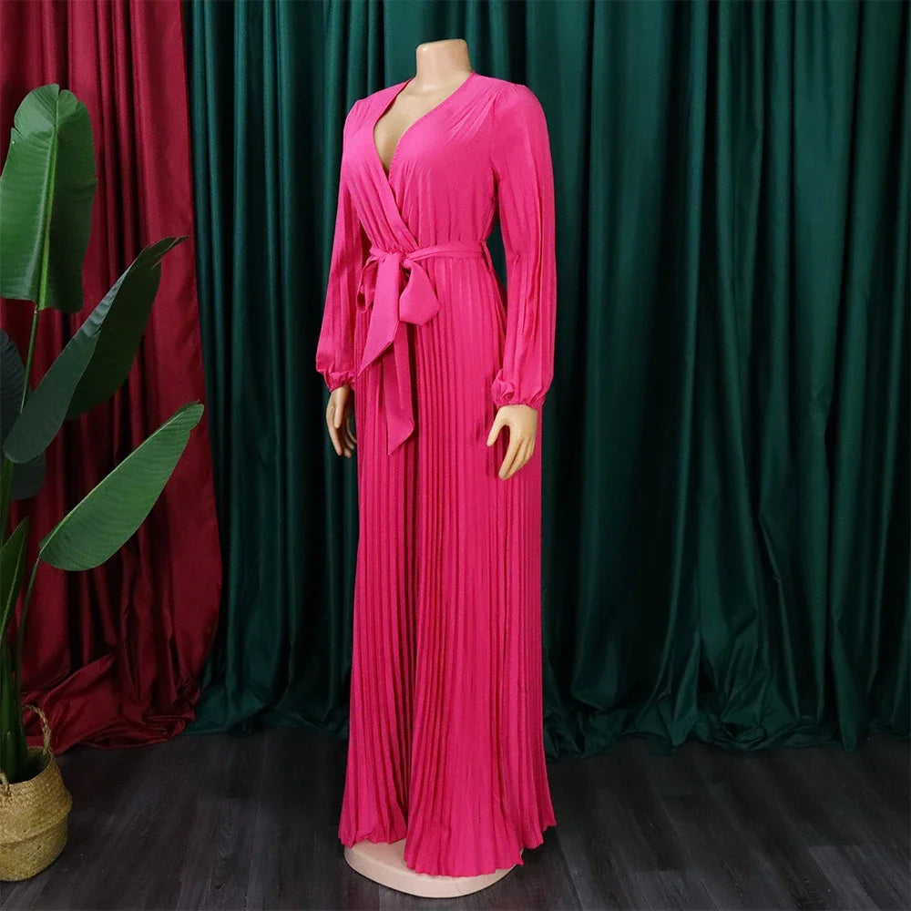 Elegant Pleated Jumpsuits & Rompers Full Sleeve