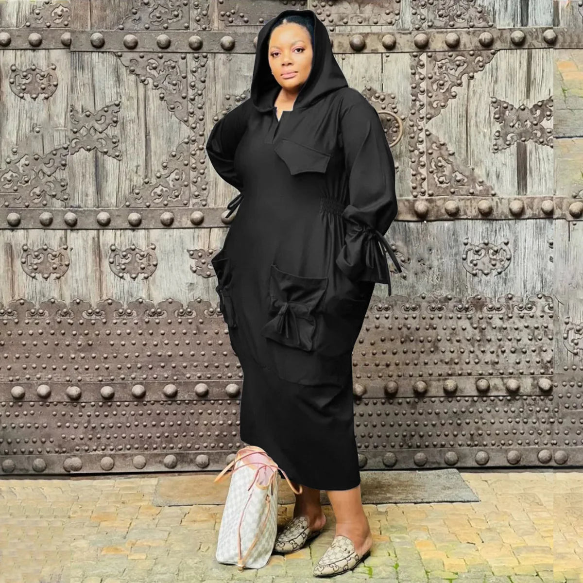 Plus Size Hooded Maxi Dress