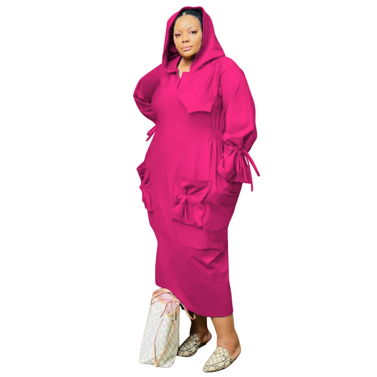 Plus Size Hooded Maxi Dress