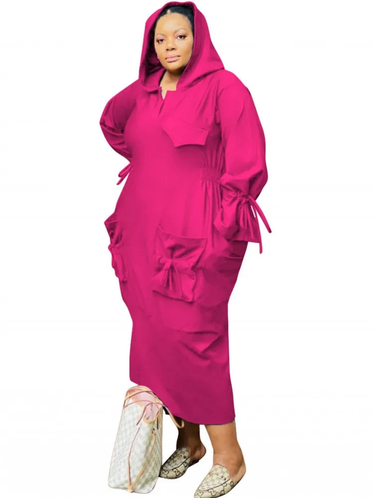 Plus Size Hooded Maxi Dress