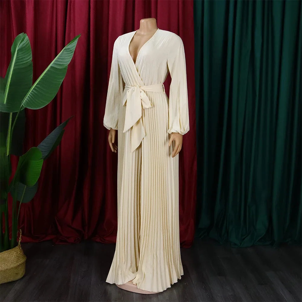 Elegant Pleated Jumpsuits & Rompers Full Sleeve