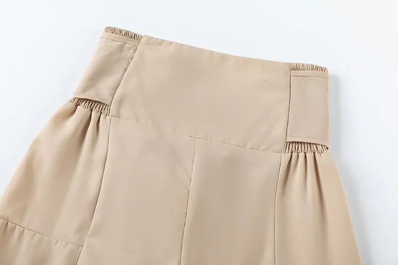 Wide Leg High waist Pants with Solid Micro Flare