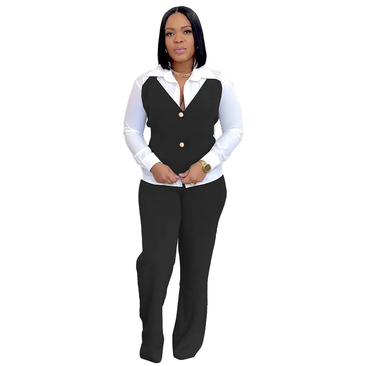 Two Piece Sets Women Lapel Long Sleeve And Pants