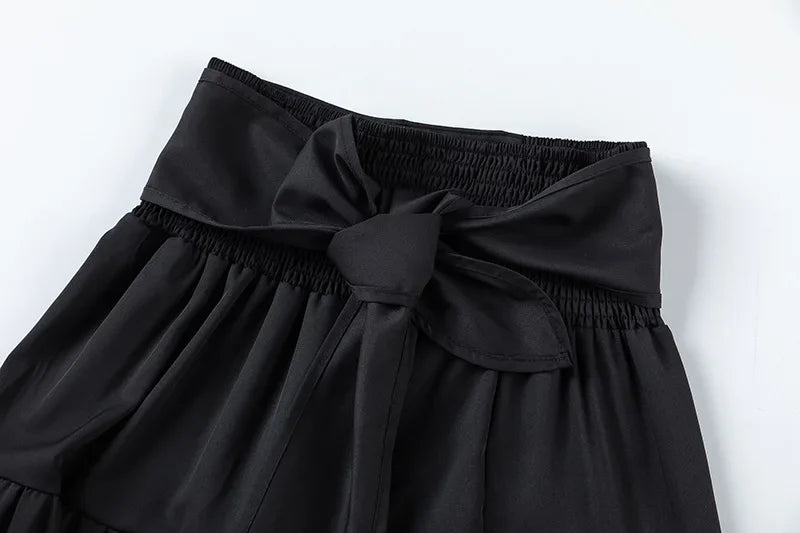 Wide Leg High waist Pants with Solid Micro Flare