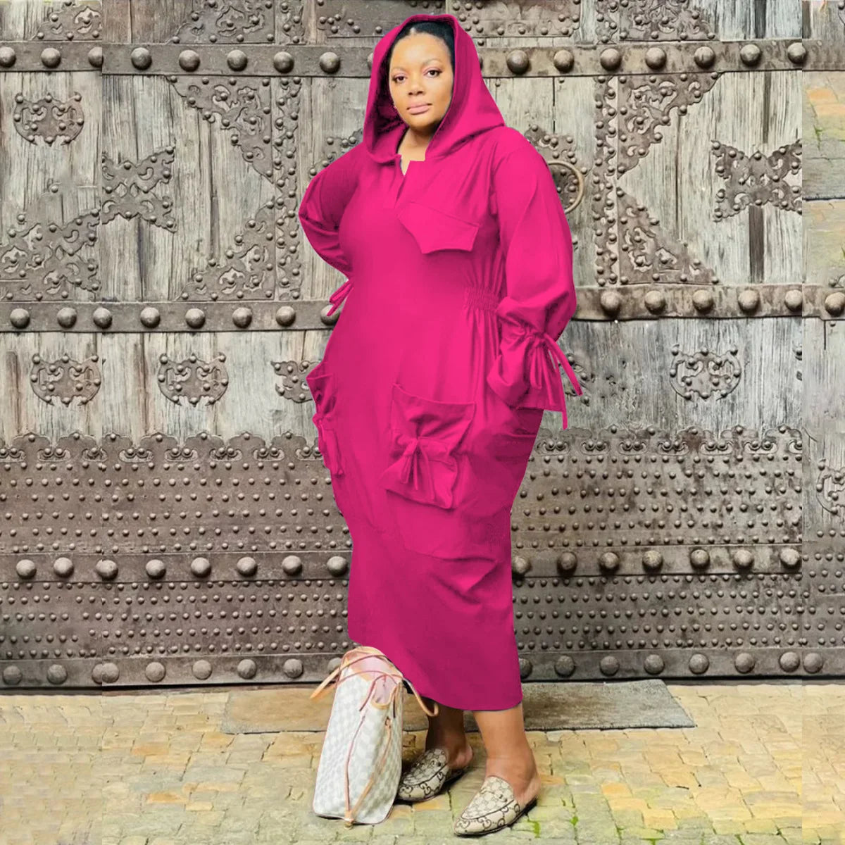 Plus Size Hooded Maxi Dress