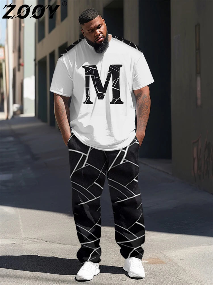 Colour Matching Splash Ink Tie Dye T-shirt Pants Suit