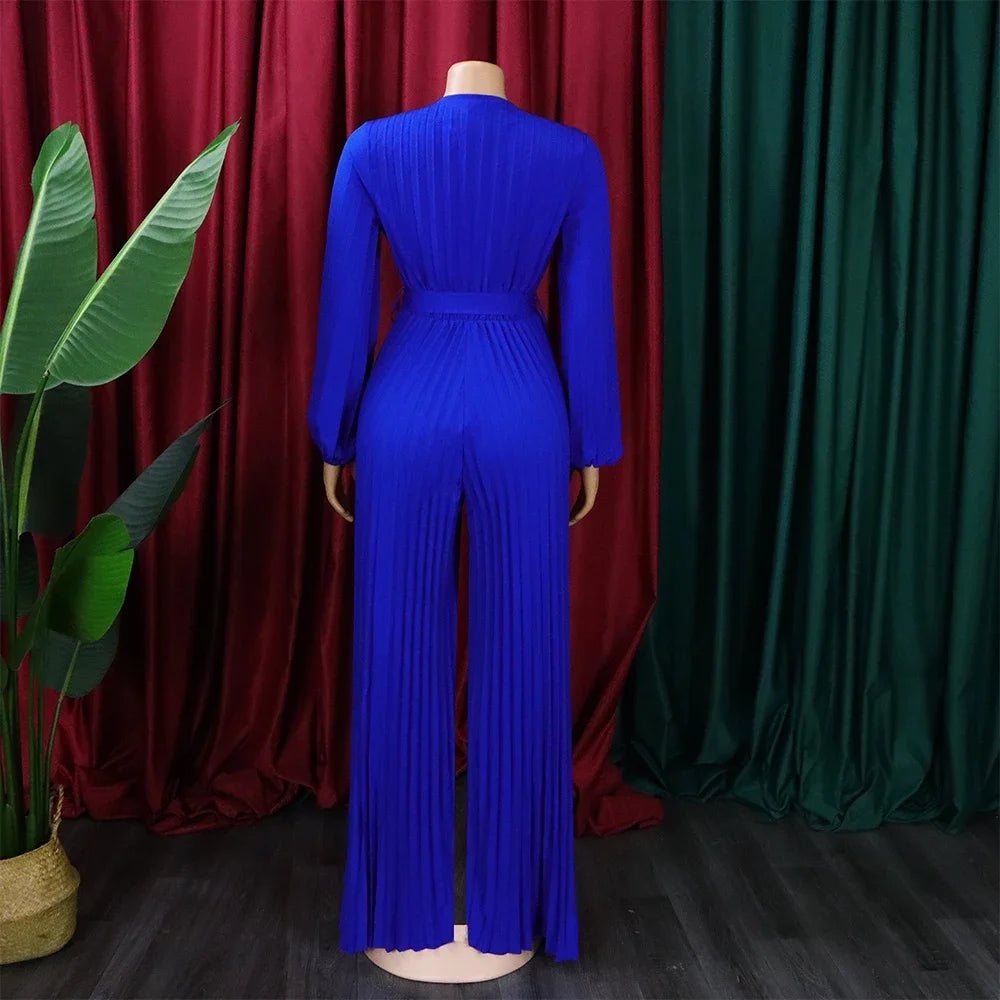 Elegant Pleated Jumpsuits & Rompers Full Sleeve