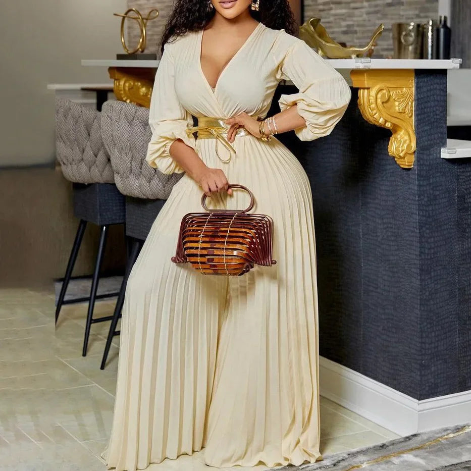 Elegant Pleated Jumpsuits & Rompers Full Sleeve