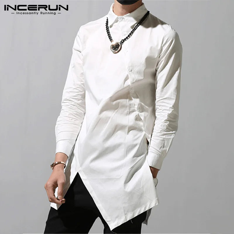 Irregular Shirts Lapel Button Long Sleeve - JELESACK