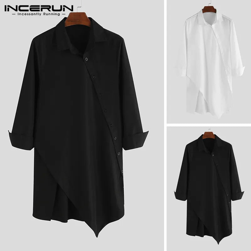 Irregular Shirts Lapel Button Long Sleeve - JELESACK