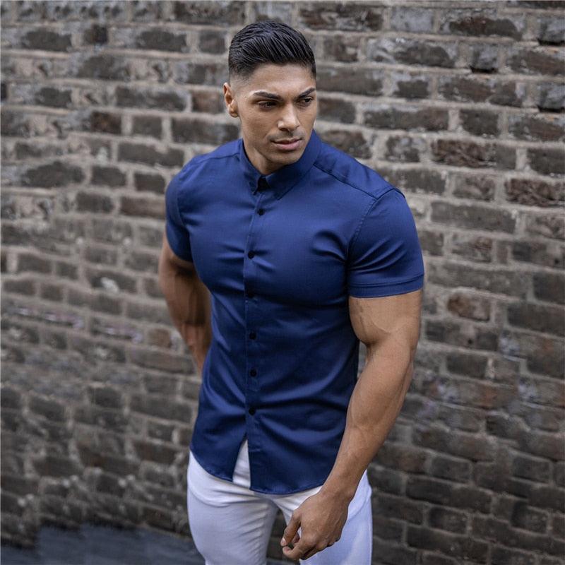 Casual Short Sleeve Solid Shirt - JELESACK