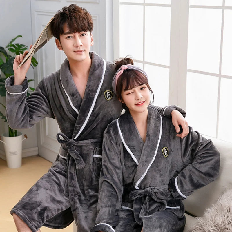 Winter Thick Warm Female & Male Couple Robes - JELESACK