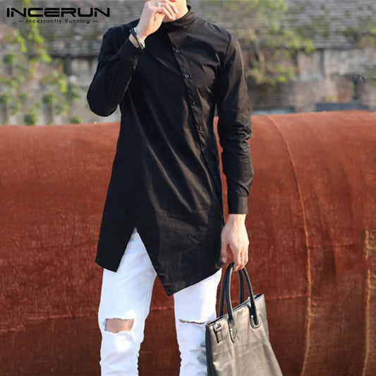 Irregular Shirts Lapel Button Long Sleeve - JELESACK