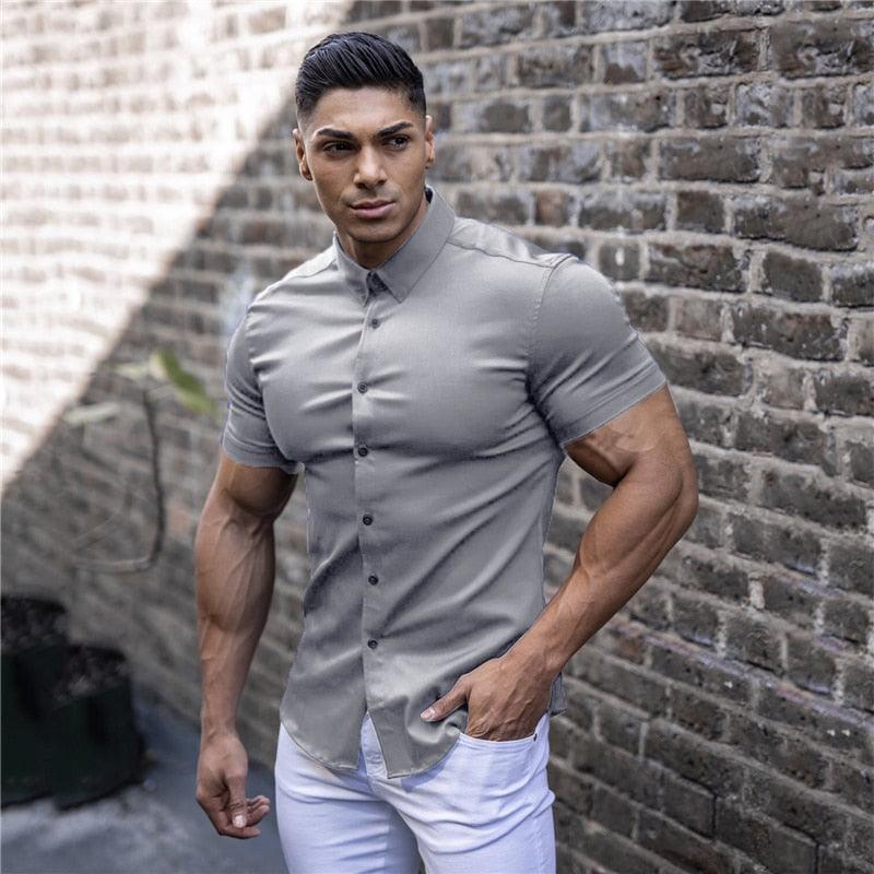 Casual Short Sleeve Solid Shirt - JELESACK