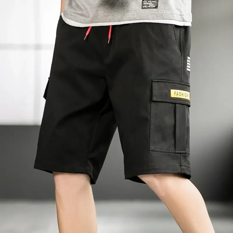 Men's Cargo Elastic Waist Multi Pocket Wide Short Pants