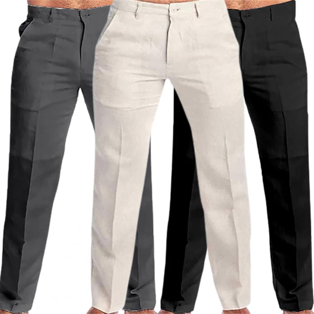 Stand Pocket Casual Linen Pants