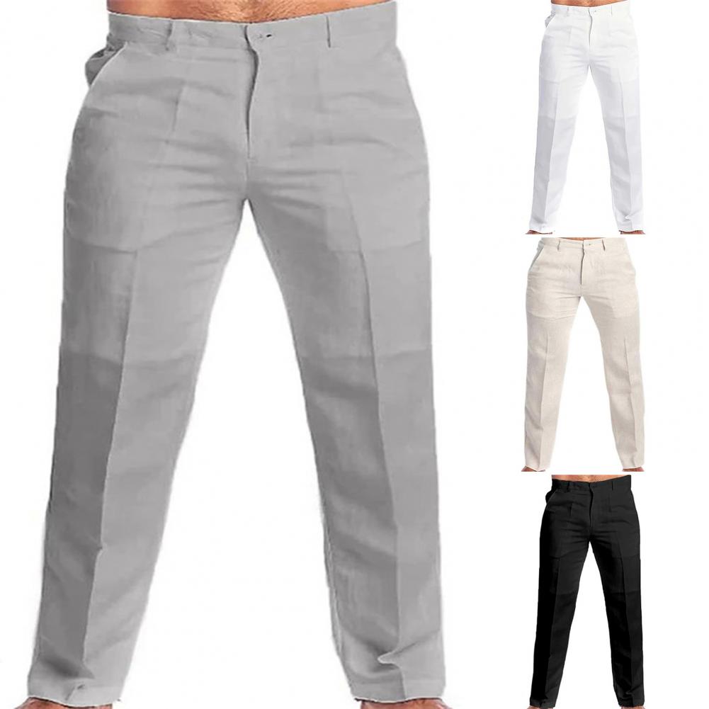 Stand Pocket Casual Linen Pants