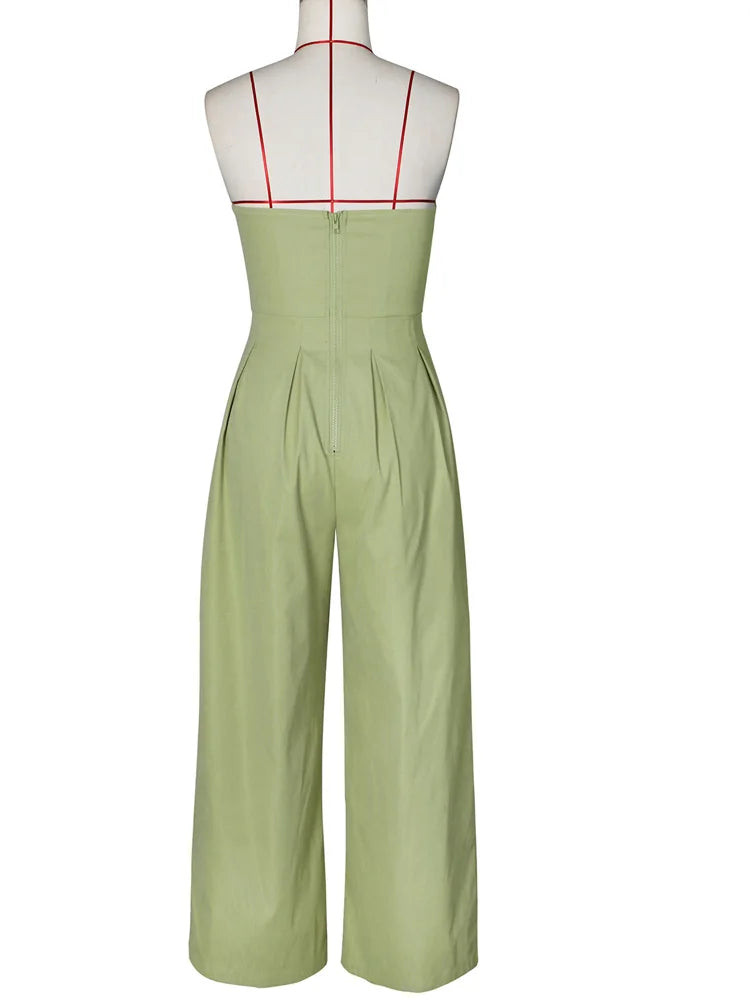 Ruched Strapless Wide Legs Jumpsuits