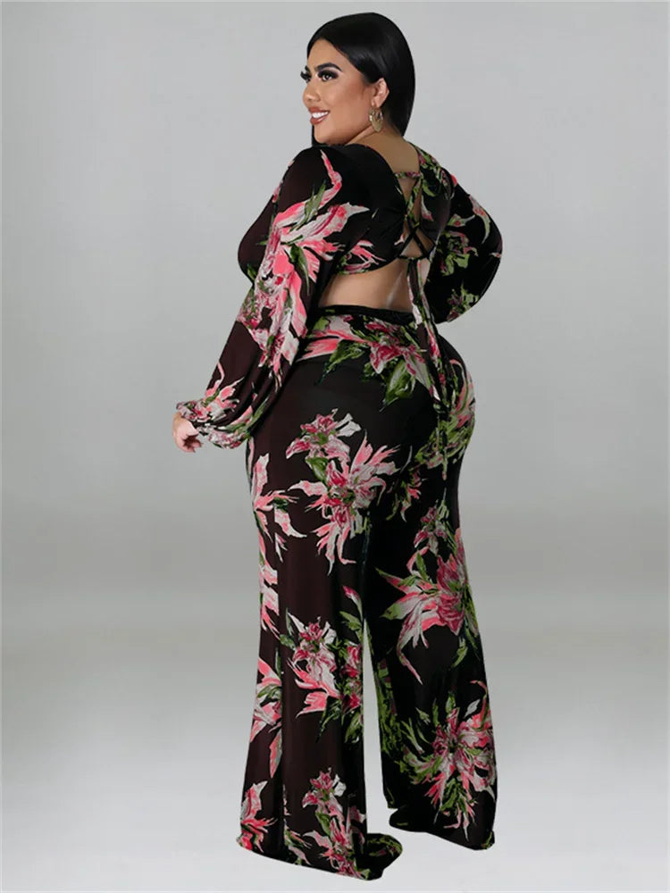 Plus Size Jumpsuit  Print One Piece