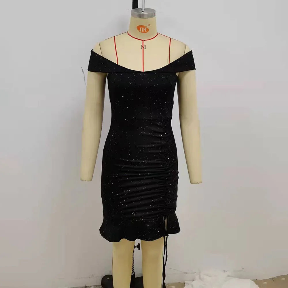 Sleeveless Off Shoulder Mini Dress