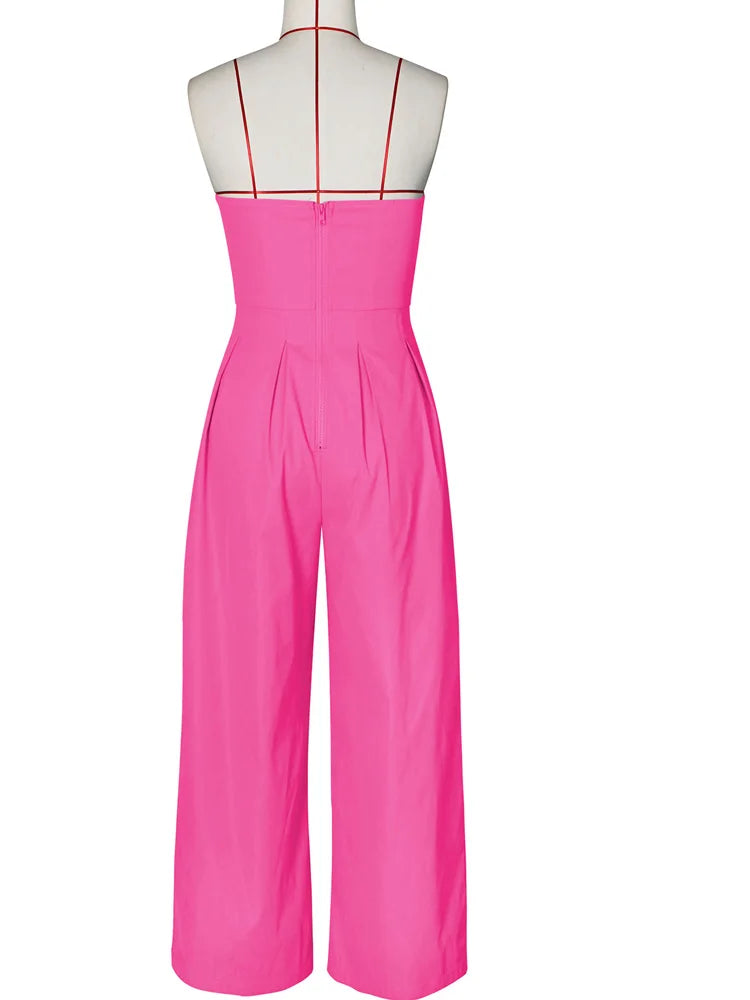 Ruched Strapless Wide Legs Jumpsuits