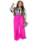 Two Piece Sets  Long Sleeve Stripe Shirt and Wide Leg Pant