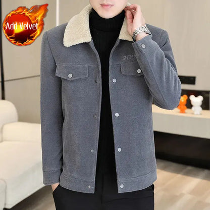 Thick Corduroy Men's Coats Winter Fleeced