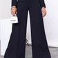 Two Piece Long Sleeve Suit & High Waist Wide Leg Pants