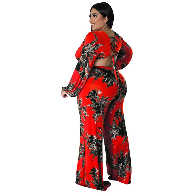 Plus Size Jumpsuit  Print One Piece