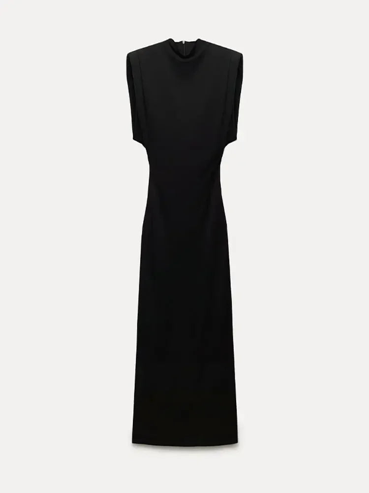 Black Split Sleeveless Dress - JELESACK