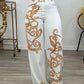 Two Piece Set  Print Crop Top and Wide Leg Pants