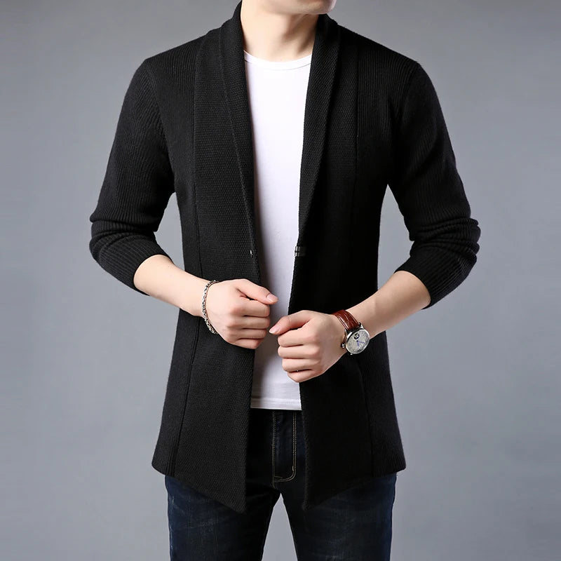 Woollen Casual Long Slim Fit Cardigan - JELESACK