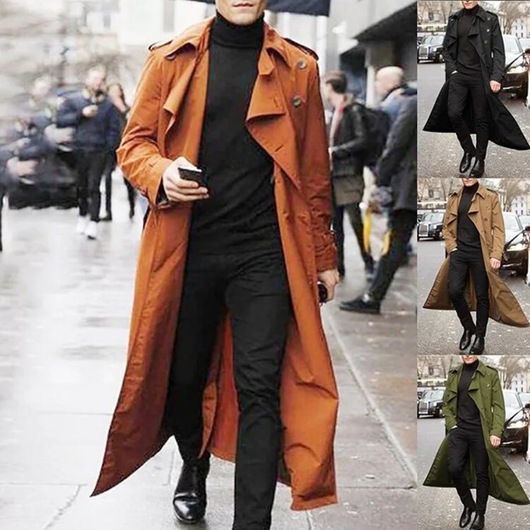 Men's Long Trench Coat - JELESACK