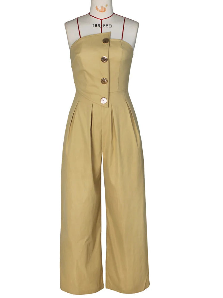 Ruched Strapless Wide Legs Jumpsuits