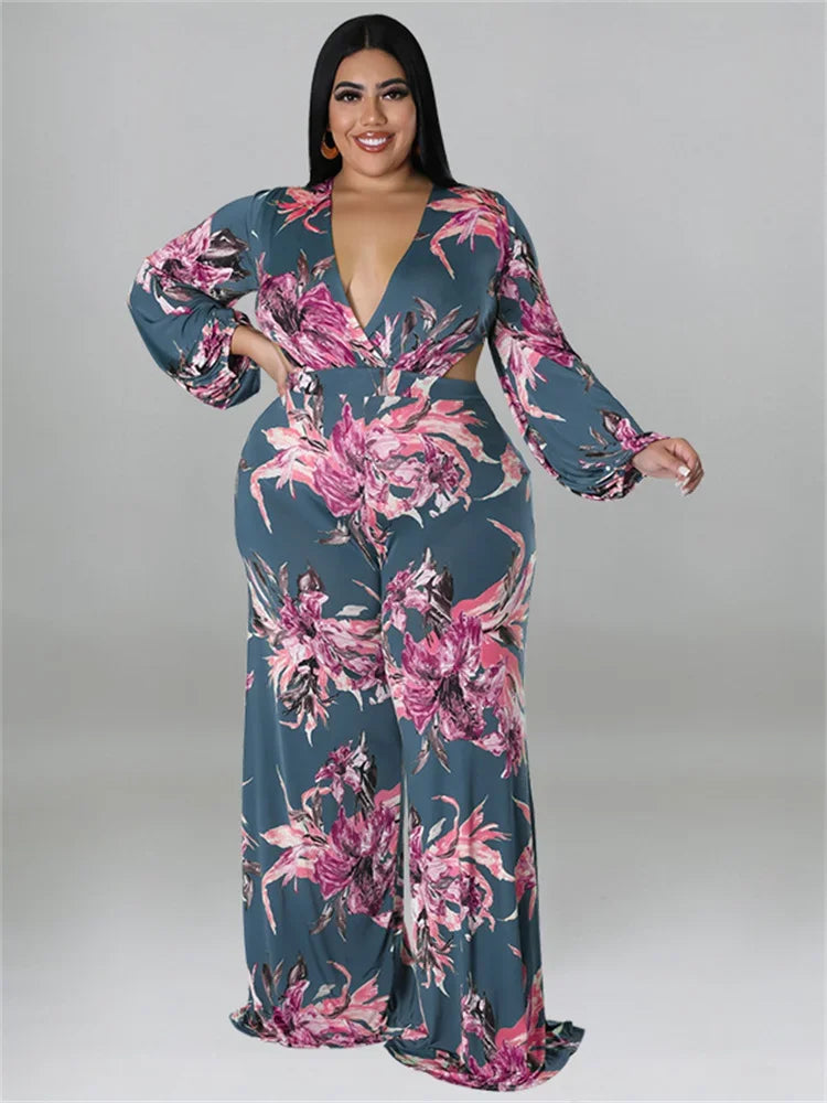 Plus Size Jumpsuit  Print One Piece