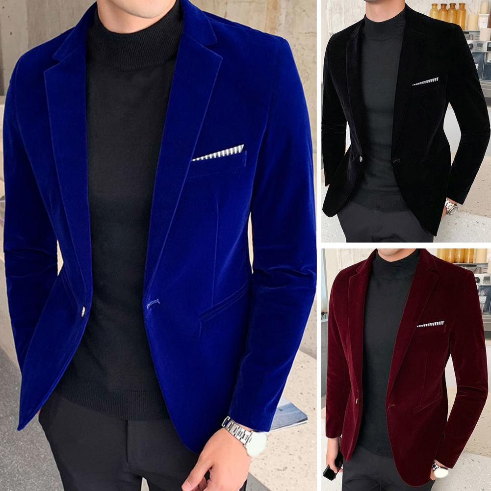 Burgundy Velvet Blazer For Men - JELESACK