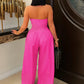 Ruched Strapless Wide Legs Jumpsuits