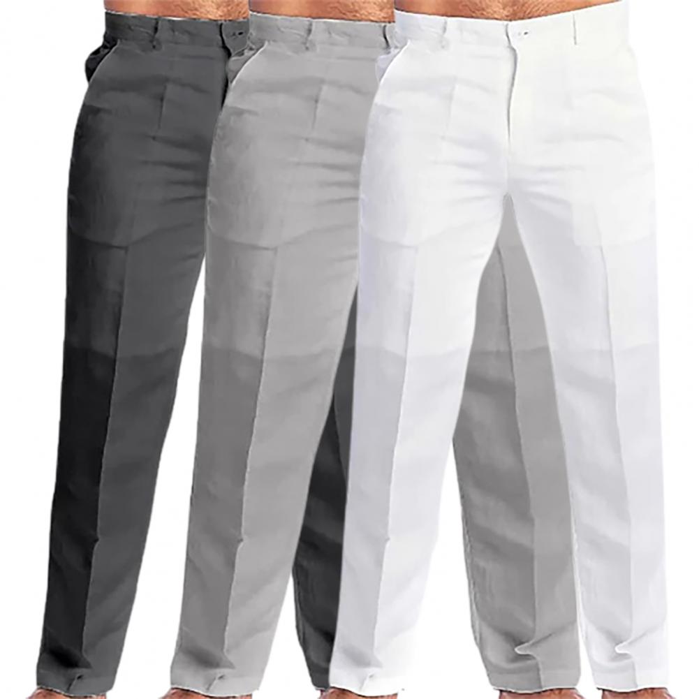 Stand Pocket Casual Linen Pants